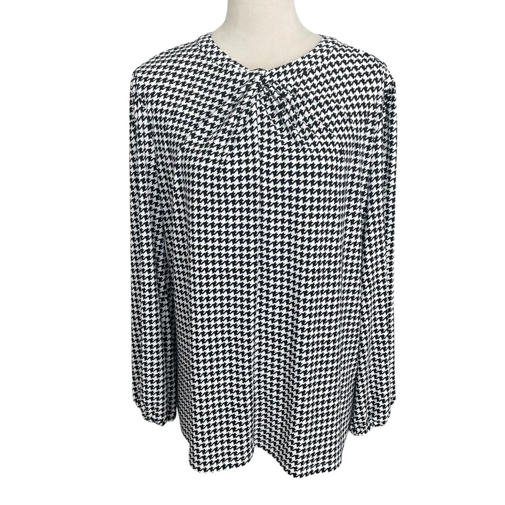 Lauren Ralph Lauren Houndstooth Women's Top Size 1X Workwear Career Professional